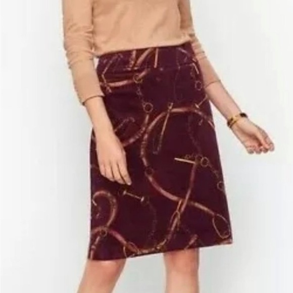 Talbots Equestrian Print Corduroy Skirt in Burgundy US8 - O299 - Picture 5 of 5